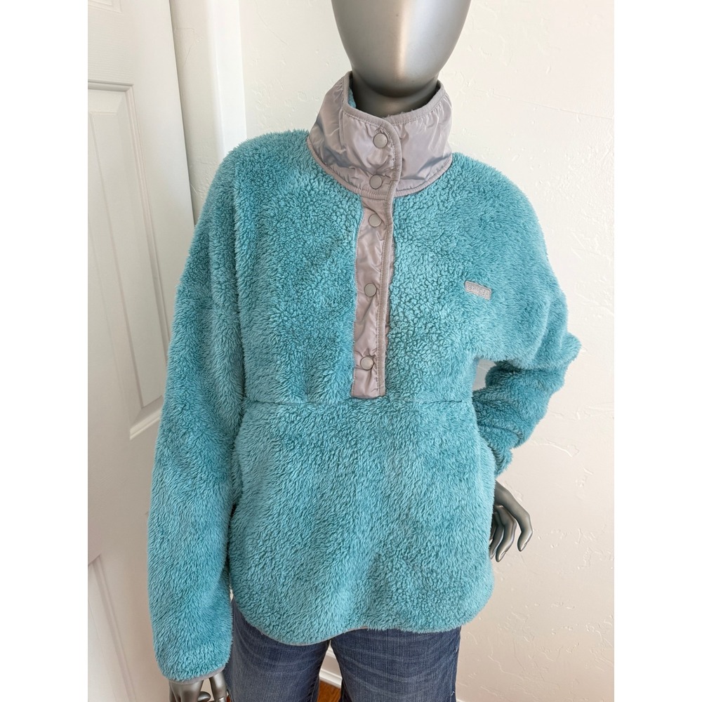Spyder Women's‎ Sherpa Fleece 1/4 Snap Pullover Jacket Aqua Sea Blue Size L